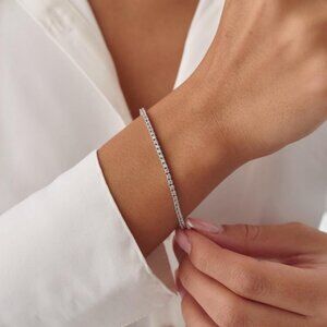 ✨ 14K White Gold Tennis Bracelet with CZ Diamonds